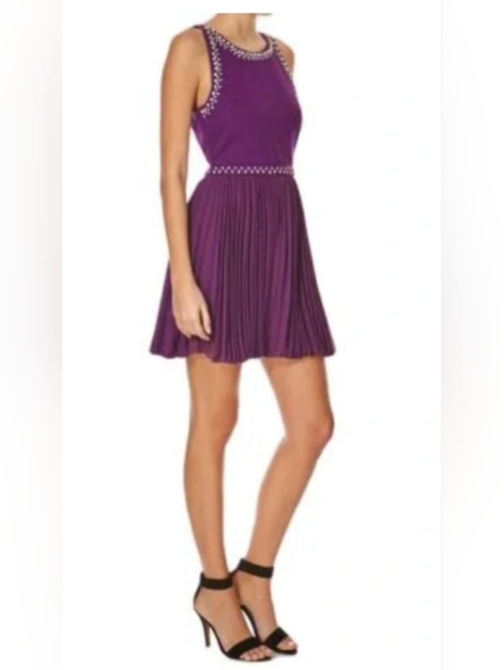 Juicy Couture Purple Beaded Pleated Prom Dress